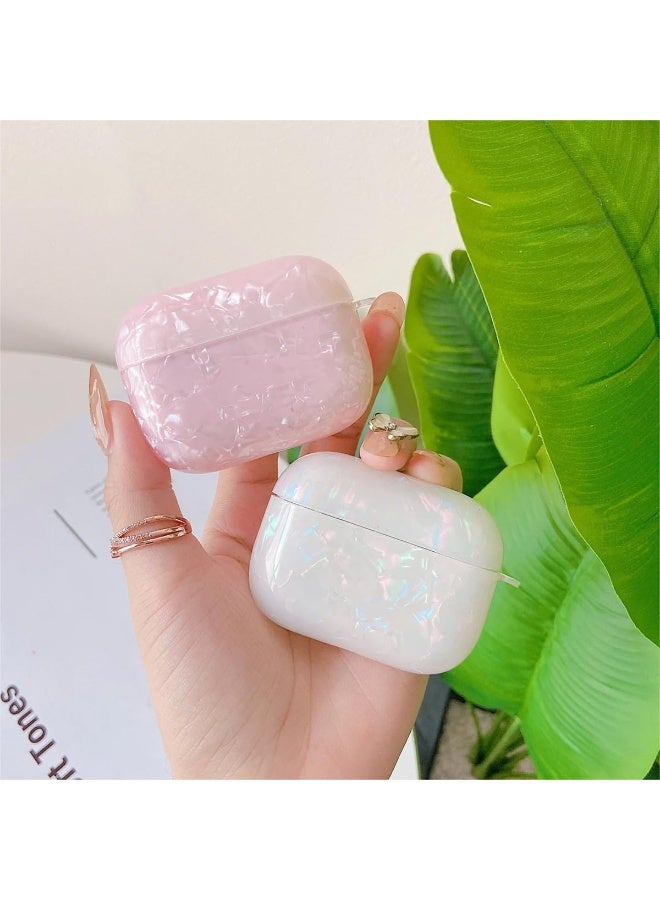 جراب لامع لطيف لسماعات AirPods Pro 3 إصدار 2025 مع قلم تنظيف، غطاء حماية بتصميم صدفي لسماعات Apple AirPods و iPod Pro من الجيل الثالث، مناسب للفتيات والسيدات، مع سلسلة مفاتيح فاخرة من اللؤلؤ، باللون الوردي. - Image 4